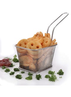 Mishrit Mishrit Mini Square Fry Basket Stainless Steel French Chip Frying Holder with Handles Reusable Serving Food Presentation Strainer Net Potato Fries Cooking Tool (Pack of 1).  - Image 1