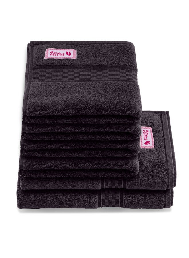 BYFT Home Ultra (Brown) 4 Hand Towel (50 x 90 Cm) 2 Bath Towel (70 x 140 Cm) Premium Cotton Highly Absorbent, High Quality Bath linen with Checkered Dobby 550 Gsm-Set of 6  - Image 2