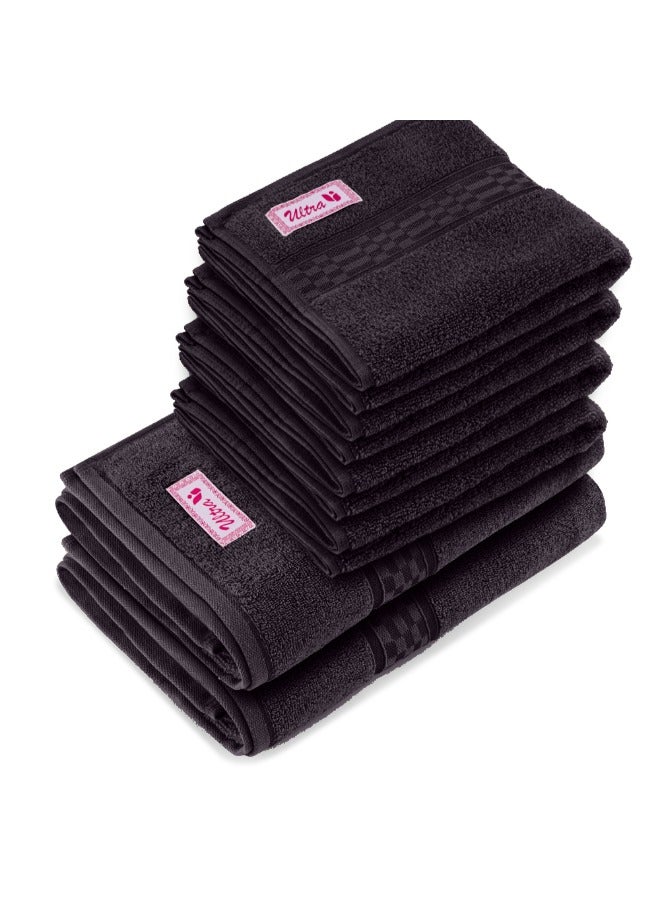 BYFT Home Ultra (Brown) 4 Hand Towel (50 x 90 Cm) 2 Bath Towel (70 x 140 Cm) Premium Cotton Highly Absorbent, High Quality Bath linen with Checkered Dobby 550 Gsm-Set of 6  - Image 3