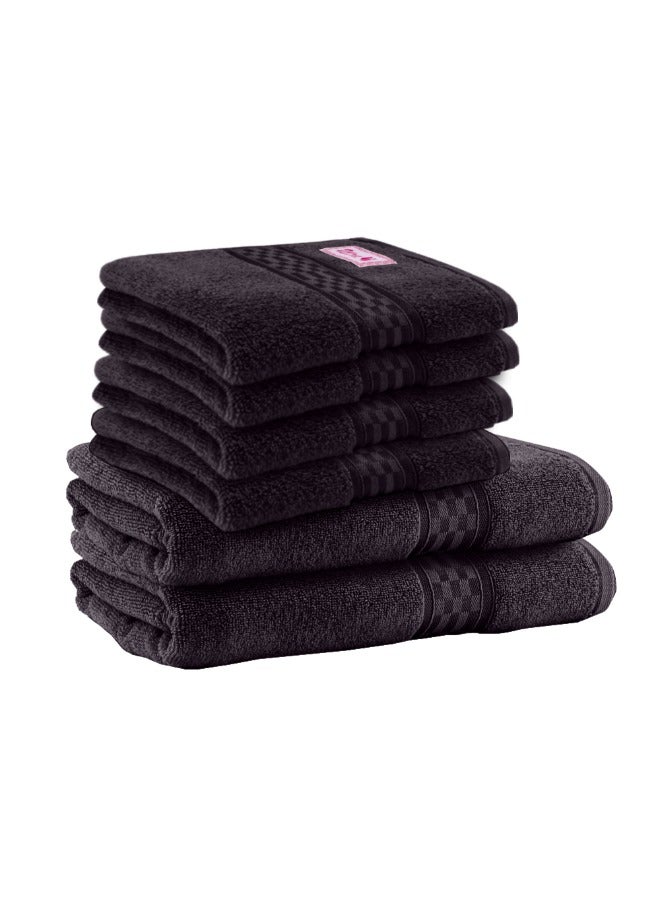 BYFT Home Ultra (Brown) 4 Hand Towel (50 x 90 Cm) 2 Bath Towel (70 x 140 Cm) Premium Cotton Highly Absorbent, High Quality Bath linen with Checkered Dobby 550 Gsm-Set of 6  - Image 5