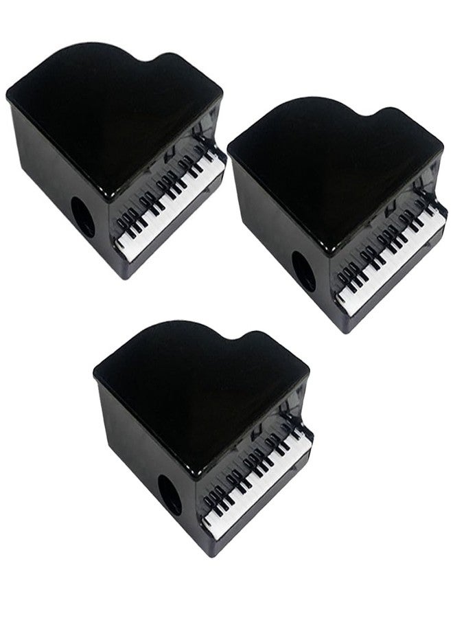 Luzen 3Pcs Creative Piano Shaped Pencil Sharpener Portable Manual Pencils Sharpeners for Office Home School Supplies, Black - Image 1