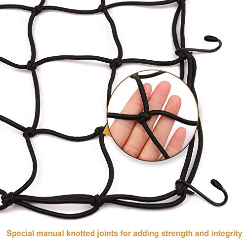 Reliancer حزمة 2 من شبكة البضائع المرنة 15.7"x15.7" تمتد إلى 30"x30" مع 12 خطاف معدني - Image 3