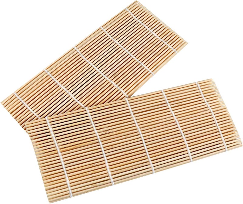 FUNGYAND Bamboo Sushi Rolling Mat with 2 Pairs of Chopsticks Natural Bamboo 9.5"x9.5" 2 Pcs Sushi Making Kit - Image 5