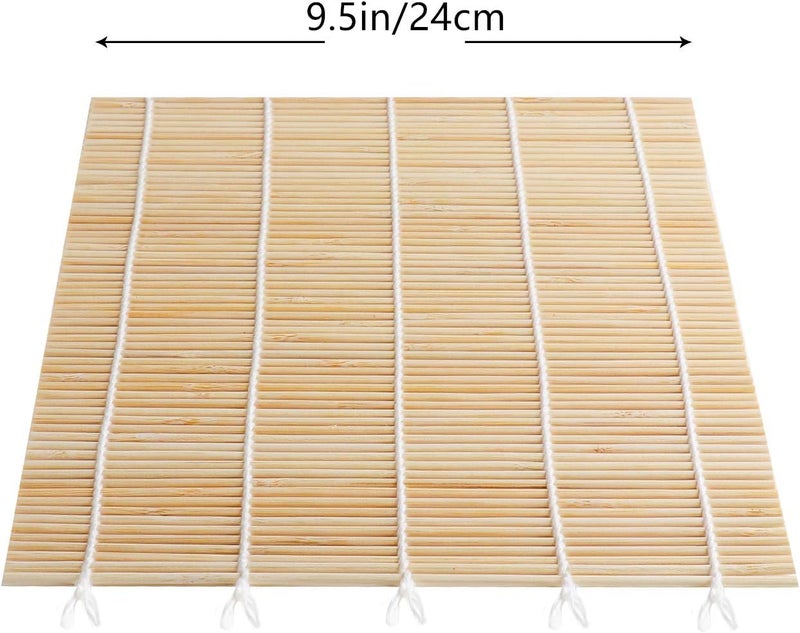 FUNGYAND Bamboo Sushi Rolling Mat with 2 Pairs of Chopsticks Natural Bamboo 9.5"x9.5" 2 Pcs Sushi Making Kit - Image 2