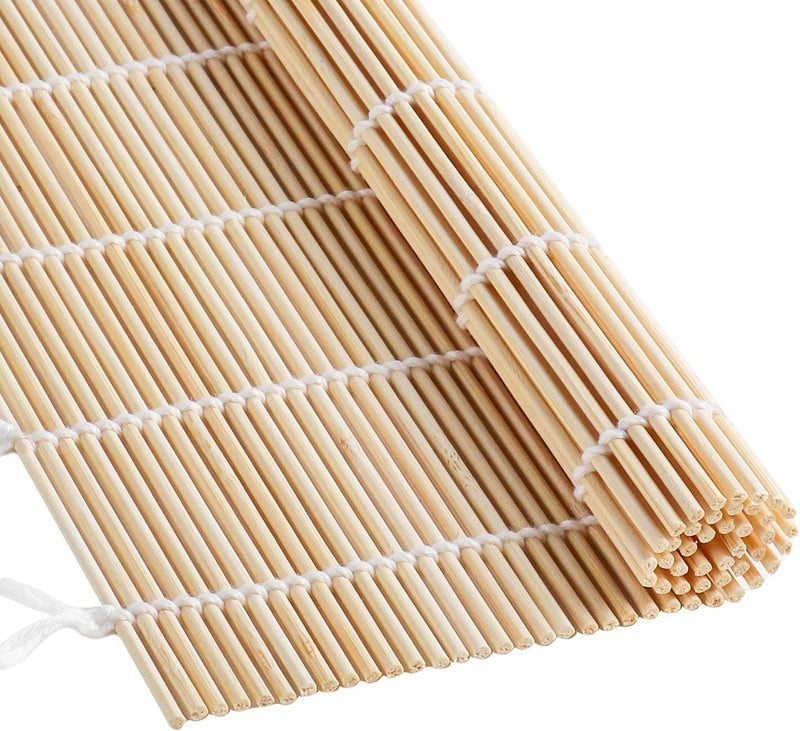 FUNGYAND Bamboo Sushi Rolling Mat with 2 Pairs of Chopsticks Natural Bamboo 9.5"x9.5" 2 Pcs Sushi Making Kit - Image 3