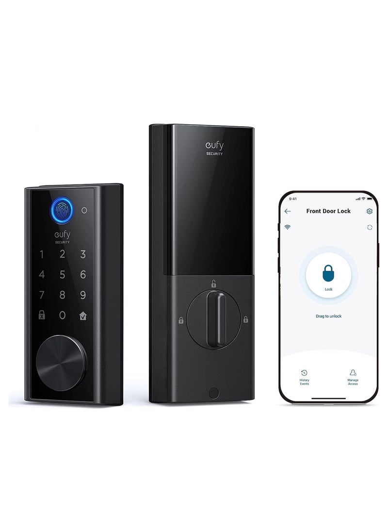 Anker - eufy Security Smart Lock S230, Keyless Fingerprint Lock for Front Door, Easy Installation, Built-in Wi-Fi, Reliable App for Remote Access, One-Year Battery Life, BHMA Certified, IP65 Weatherproof - Image 1