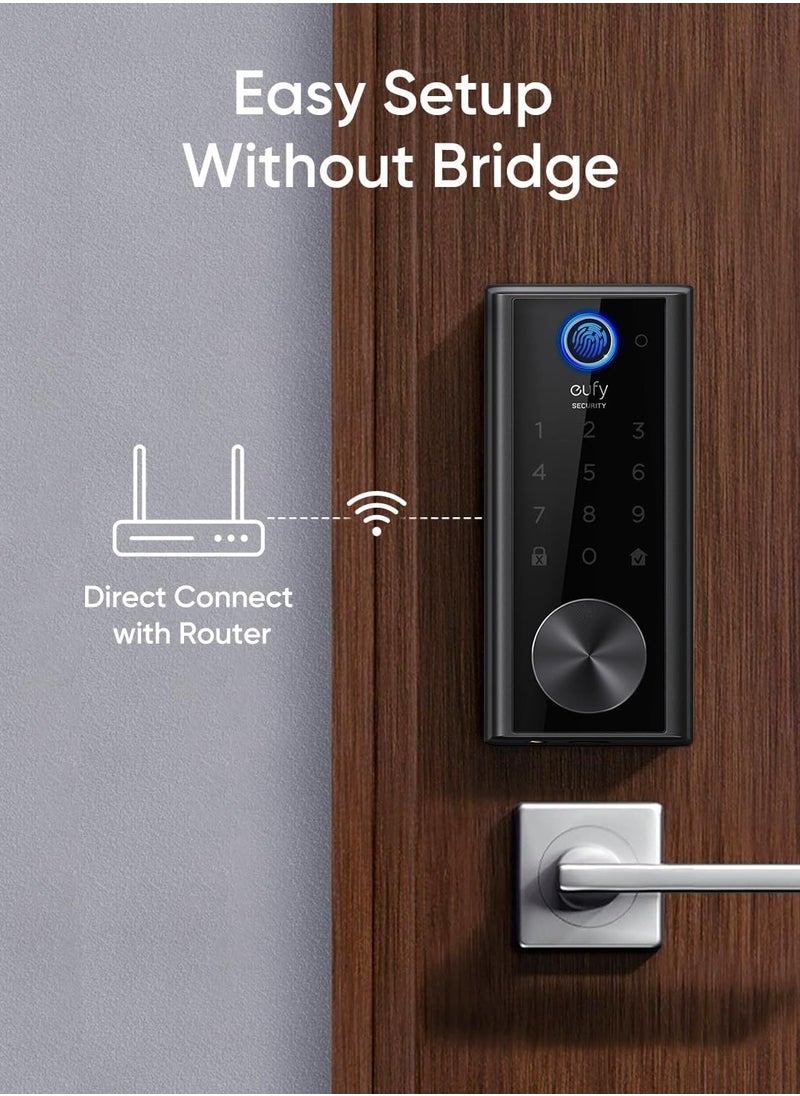 Anker - eufy Security Smart Lock S230, Keyless Fingerprint Lock for Front Door, Easy Installation, Built-in Wi-Fi, Reliable App for Remote Access, One-Year Battery Life, BHMA Certified, IP65 Weatherproof - Image 1
