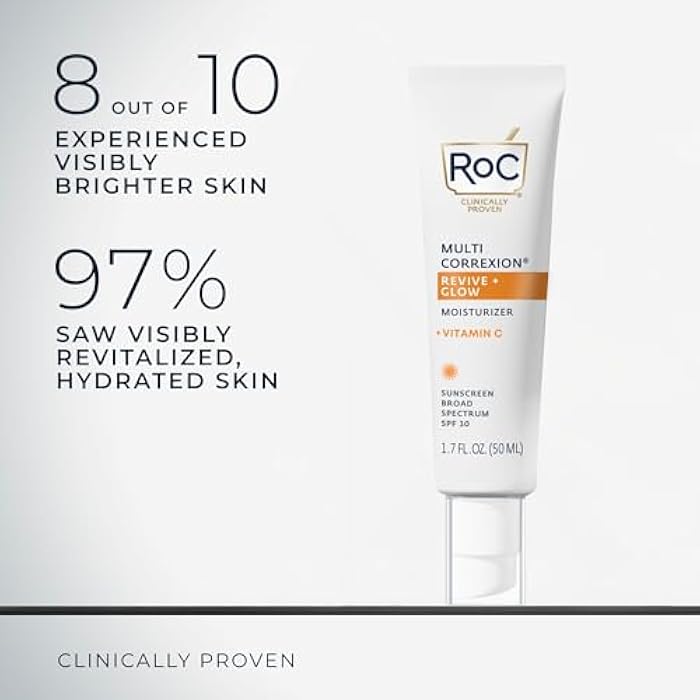 RoC Multi Correxion Revive + Glow Vitamin C Sunscreen Broad Spectrum SPF 30 Face Moisturizer (1.7 oz) with Retinol Eye Cream Packette - Image 3