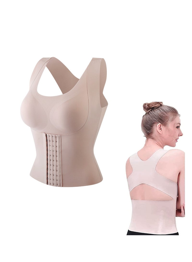 SYOSI Posture Corrector Bra, Chest Brace Up for Women, Posture Corrector Back Brace Support Bra Shaper, Slimming Wireless Back & Posture Support Longline Bra with Front Closure XL Size - Image 1
