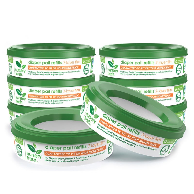 Nursery Fresh Nursery Fresh Refill Rings for Diaper Genie and Munchkin Diaper Pails Holds up to 2176 Newborn Diapers 8 Pack 