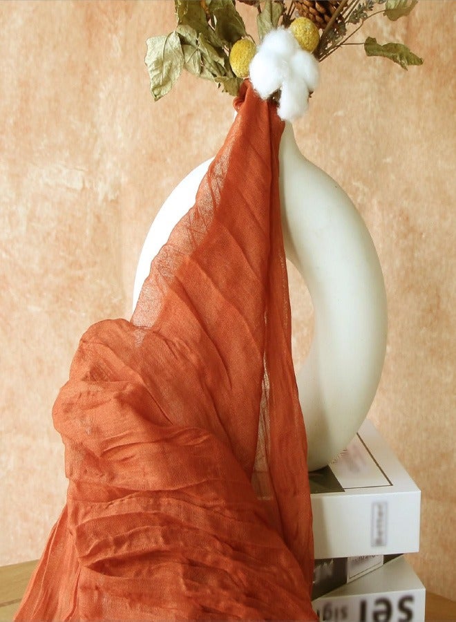 Thanksgiving Table Runner Fall Terracotta Cheesecloth 35x120 Inches Orange Red Rust Boho Gauze Table Runner Burnt for Wedding Decor Reception Bridal Shower Centerpiece Engagement - Image 5