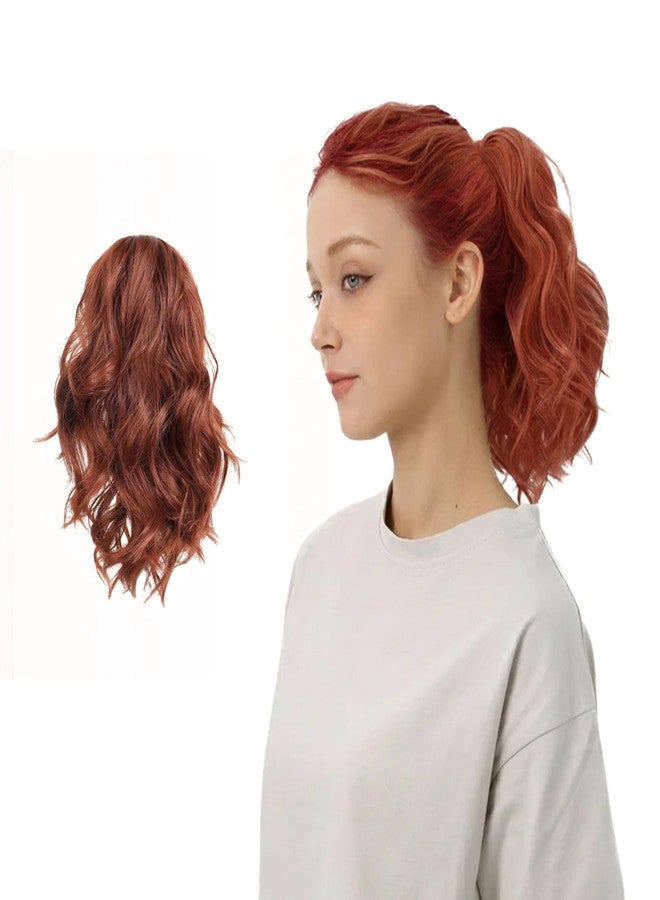 JUVABUN Beach Waves Dark Red Ponytail Extension 10” - Wavy Ponytail Hair Extensions, Natural Look, Soft & Lightweight, Easy Clip-On, Reusable, Adds Volume Instantly, Perfect for Parties, Daily Wear - Image 1
