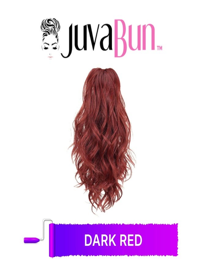 JUVABUN Beach Waves Dark Red Ponytail Extension 10” - Wavy Ponytail Hair Extensions, Natural Look, Soft & Lightweight, Easy Clip-On, Reusable, Adds Volume Instantly, Perfect for Parties, Daily Wear - Image 2