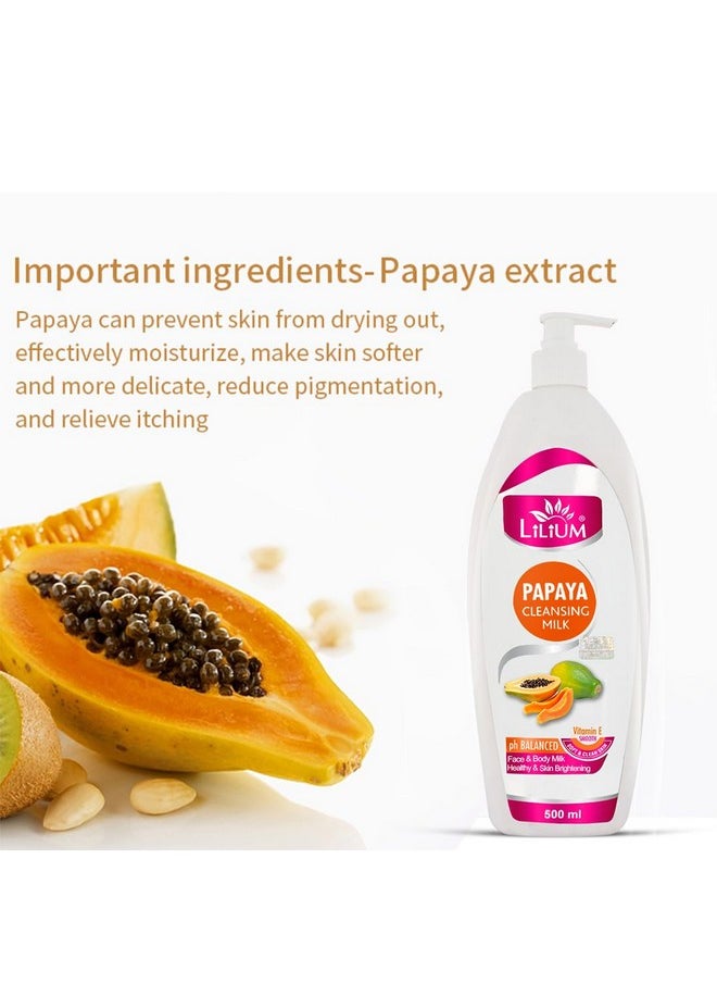 LILIUM Herbal Papaya Cleansing Milk 500Ml, Soft & Smooth Skin, Deep Cleanse, Hydration, Brightening, Soothing, Radiant Complexion, Exfoliation, All Skin Types, For Women & Men  - Image 2