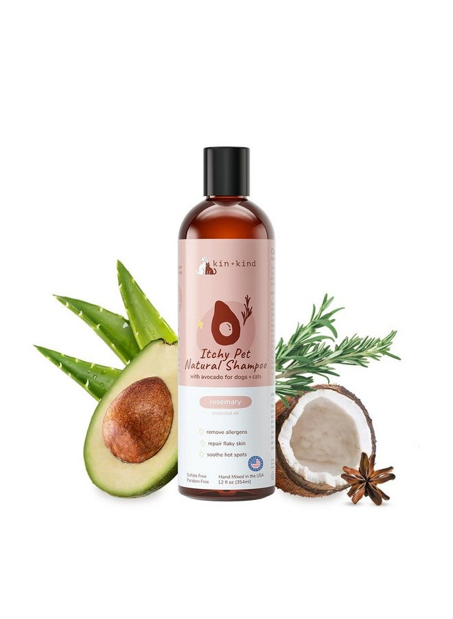 kin+kind Anti-Itch Dog & Cat Shampoo for Itchy Skin and Allergies - Safe, Natural Formula with Olive, Coconut, and Avocado Oil - Made in The USA - Great for Dog Grooming and Cat Supplies (12 fl oz) - Image 1