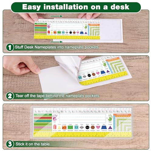 Meetory 25 Pieces 9.5” x 3.4” Clear Reusable Nameplate Pocket Upgraded Thickened Material Self-Adhesive Desk Name Tag- Covers for School Classroom Desk, Office Supplies, NOT Include Name Tags - Image 4