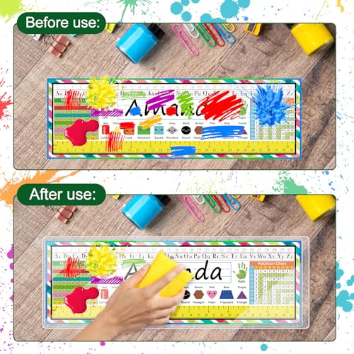Meetory 25 Pieces 9.5” x 3.4” Clear Reusable Nameplate Pocket Upgraded Thickened Material Self-Adhesive Desk Name Tag- Covers for School Classroom Desk, Office Supplies, NOT Include Name Tags - Image 5