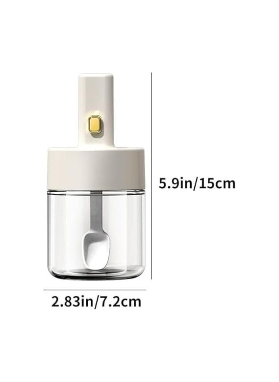 SHOPECOM SHOPECOM SPICE JAR WITH RETRACTABLE SPOON Kitchen Glass Seasoning Box Condiment Pots Spice Jars with Spoons Salt Jar Set for Sugar Pepper for Kitchen Counter for Kitchen Counter Food Storage1pc  - Image 3