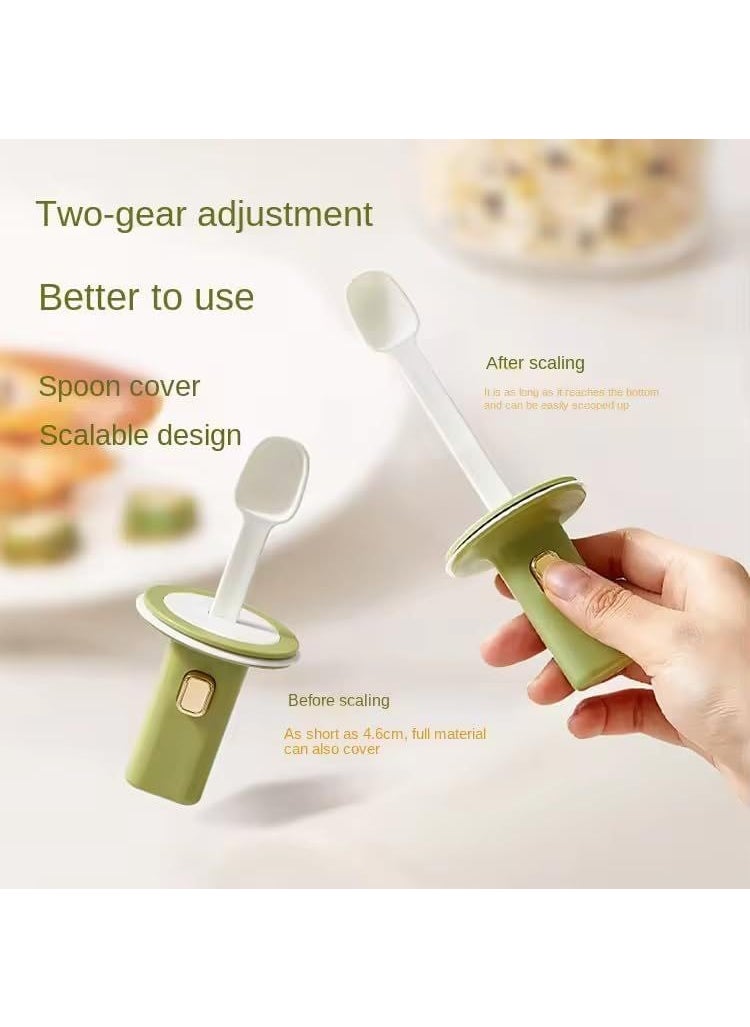 SHOPECOM SHOPECOM SPICE JAR WITH RETRACTABLE SPOON Kitchen Glass Seasoning Box Condiment Pots Spice Jars with Spoons Salt Jar Set for Sugar Pepper for Kitchen Counter for Kitchen Counter Food Storage1pc  - Image 4