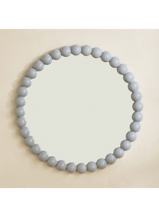 Home Box مرآة دائرية مزينة بالخرز - رمادي - 39.5 سم - Image 2