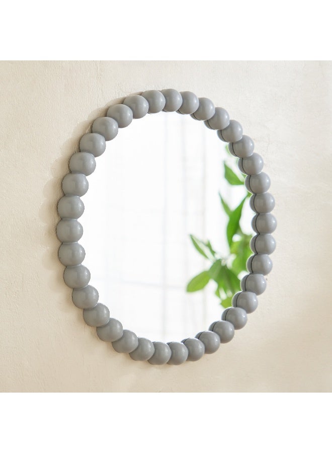 Home Box مرآة دائرية مزينة بالخرز - رمادي - 39.5 سم - Image 1