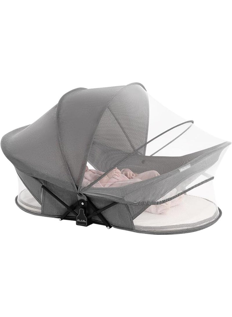 CENXI Travel Bassinet Portable Baby Bed for Newborn Infants-Folding Bassinet in Bed Mini Crib Breathable Travel Bed Quick Fold Newborn Infant Sleeper with Mosquito Net and Travel Bag (Gray) - Image 1