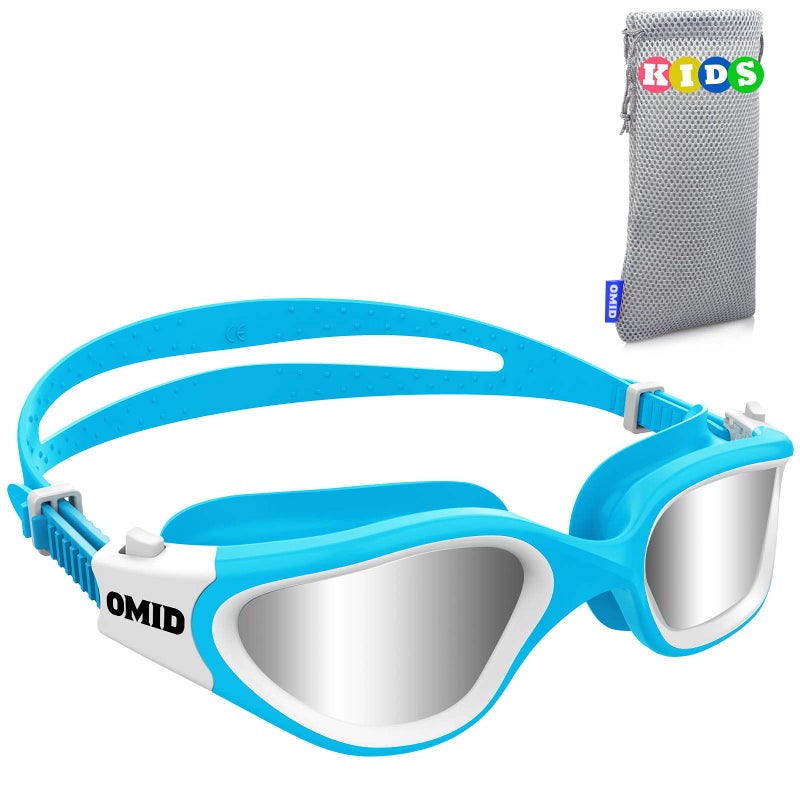 OMID Kids Swim Goggles, P2mini Polarized Swimming Goggles Comfortable for Age 6-14 - Image 1