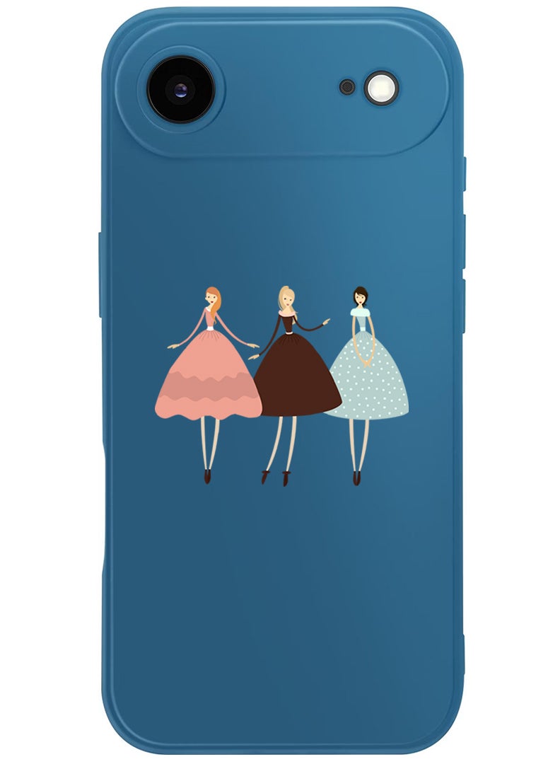 Theodor Protective Slim Fit Case Liquid Silicone Cover with Full Body Protection Anti-Scratch Shockproof Case For Apple iPhone 17 Air (Blue) Pretty Girls Illustration - Image 1