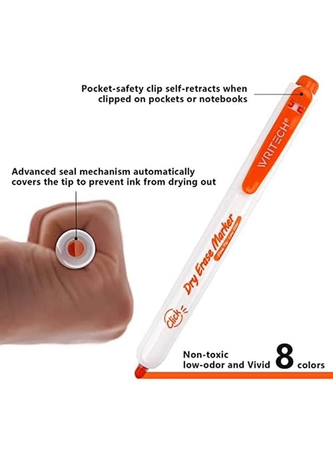 WRITECH Retractable Dry Erase Markers 6Col Fine Tip Assorted Colors Low Odor Multi Colored Set Kid Adult Refillable Clickable Multicolor Thin Point Whiteboard Marker - Image 3