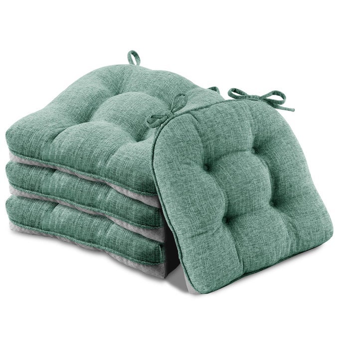 Chair Cushions for Dining Chairs 4 Pack Chair Cushion with Ties and Non Slip Backing 155 x 155 inches Tufted Chair Pads for Dining ChairsGreen