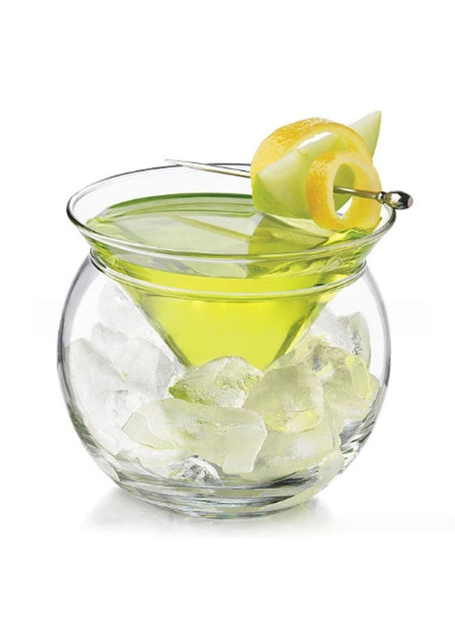 زجاج مارتيني مزدوج الطبقات إبداعي مع كوب داخلي مخروطي بقاعدة منتفخة فريدة وتصميم جمالي وعملي محسن - Image 4