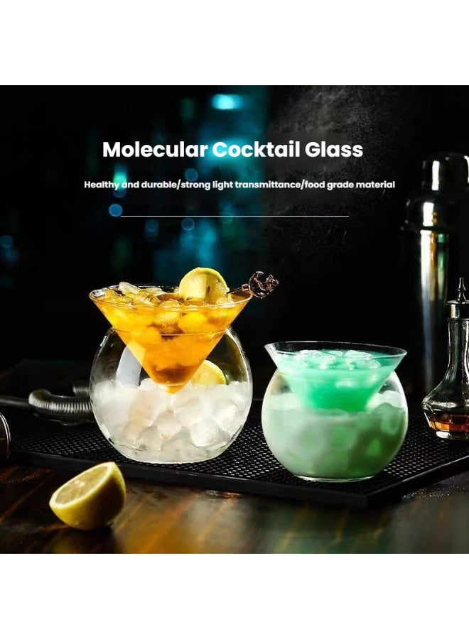 زجاج مارتيني مزدوج الطبقات إبداعي مع كوب داخلي مخروطي بقاعدة منتفخة فريدة وتصميم جمالي وعملي محسن - Image 1