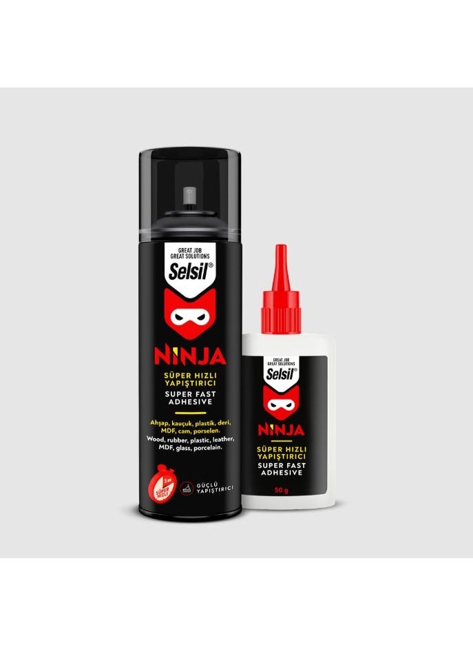 Selsil Ninja Super Fast Adhesive - Wood, Rubber, Plastic, Leather Glue with Activator Spray 200ML - Image 2