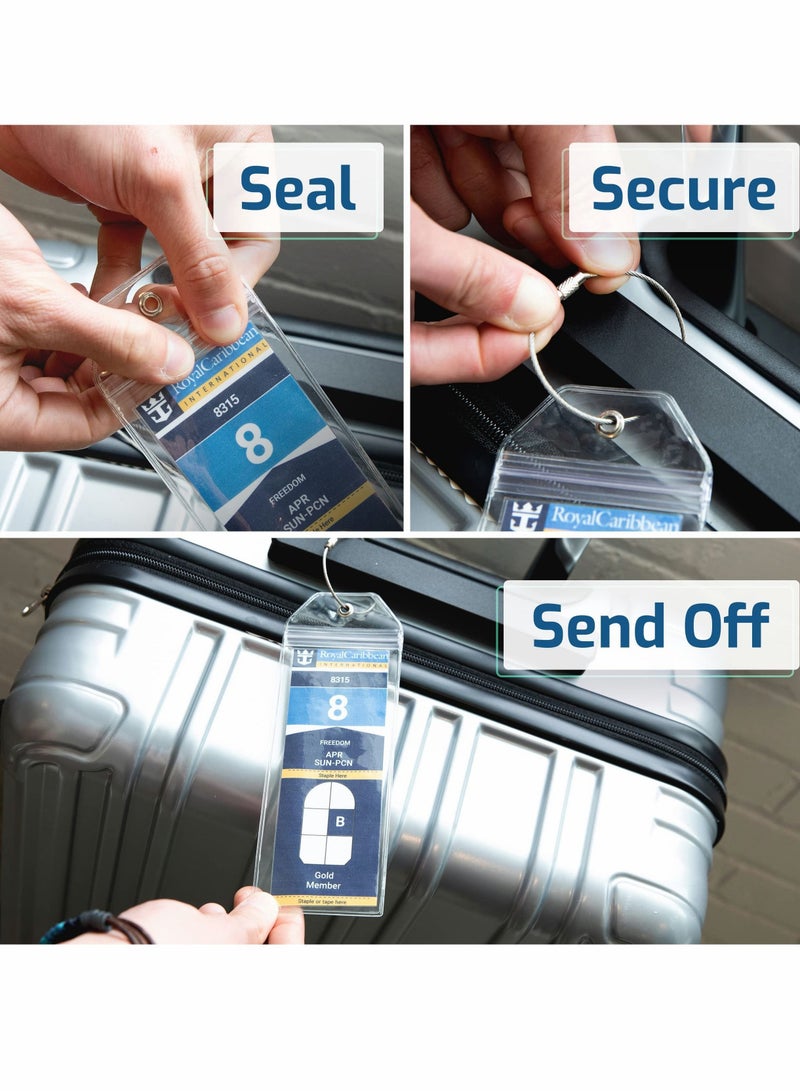 Y&D Cruise Luggage Tag, ID Badge with Zip Seal & Steel Loops for Royal Caribbean Celebrity Cruise, Clear Tags  - Image 5