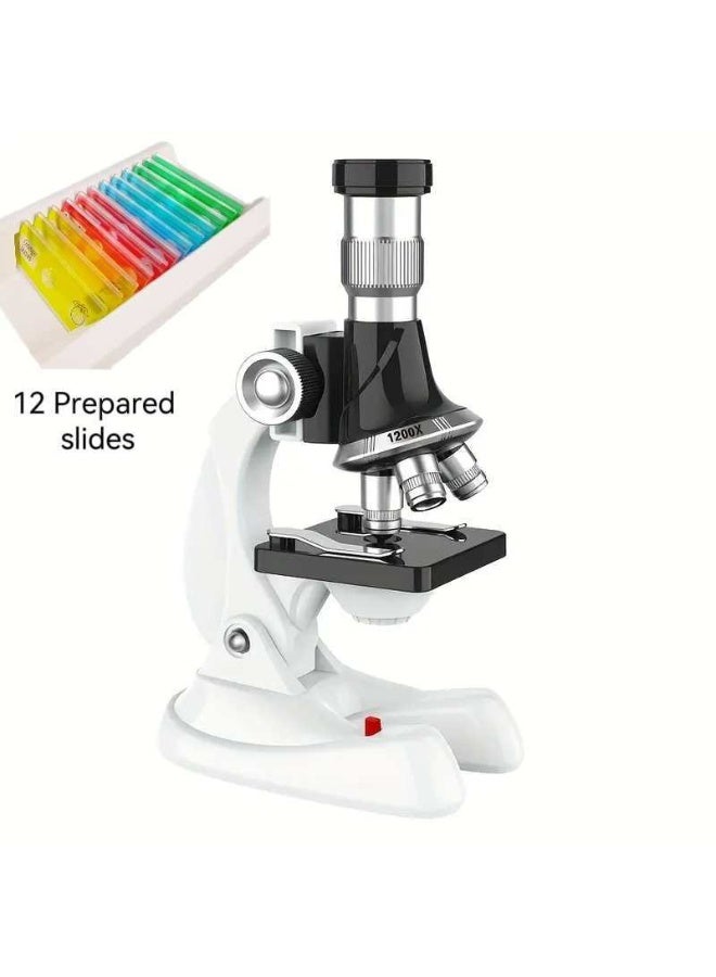 Youngsters' Science Experiment  Student-Specific Educational Microscope Kit - 600X-1200X Zoom Science Microscope with 12Microscope slidesfor Indoor, Outdoor, Student Lab Use - Durable PC Material, Ideal for Biology and Lab Techniques, Microscope Accessories - Image 4