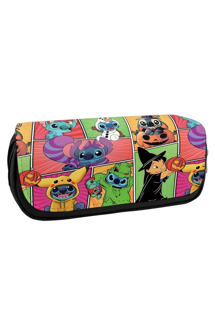 general Stitch printed canvas double zipper pen case student cartoon large capacity stationery box - Image 2