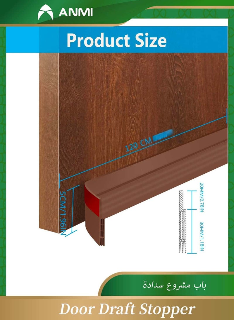 Anmi Door Draught Strip, 120cm Cuttable Soundproof Door Seal, Sticky Door Seal, Suitable for Exterior and Interior Doors, Dustproof, Soundproof, Weatherproof Strip - Brown - Image 3