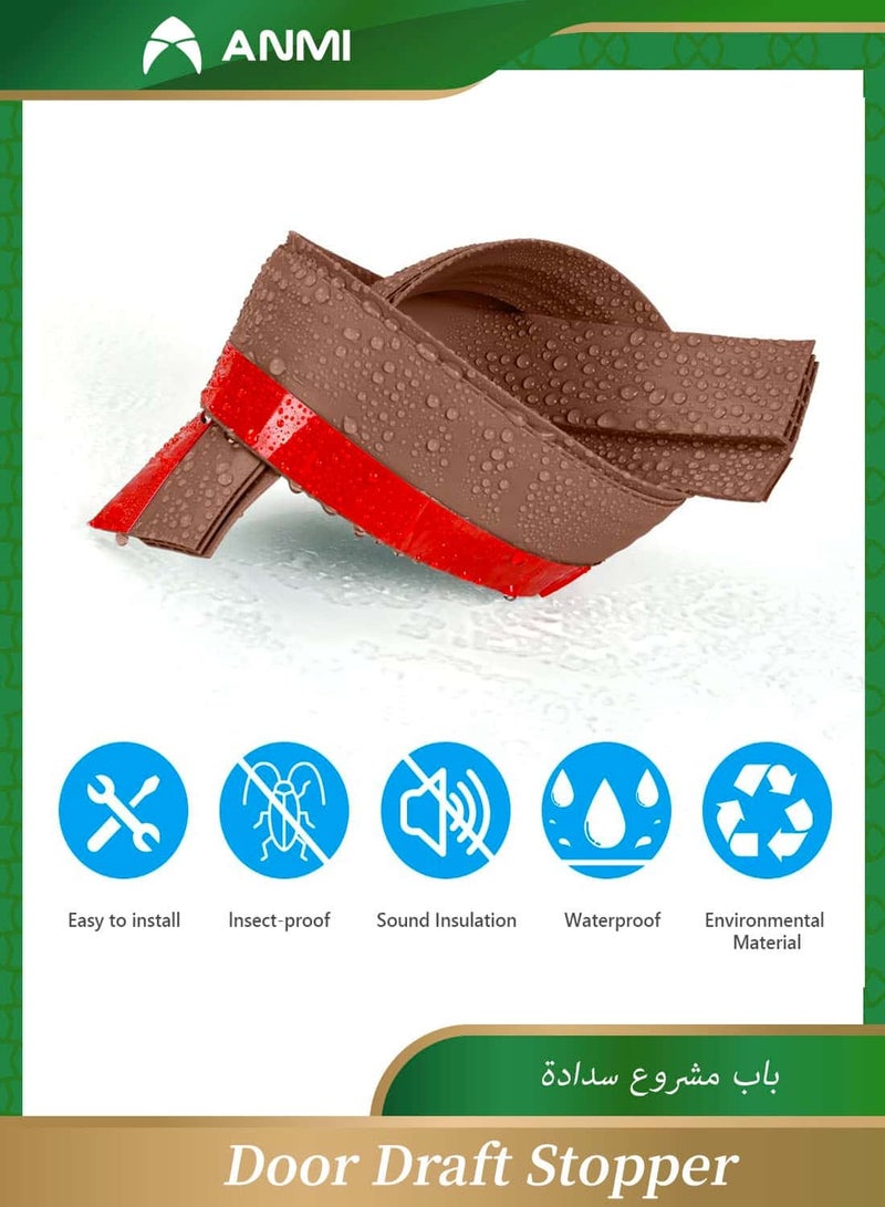 Anmi Door Draught Strip, 120cm Cuttable Soundproof Door Seal, Sticky Door Seal, Suitable for Exterior and Interior Doors, Dustproof, Soundproof, Weatherproof Strip - Brown - Image 5