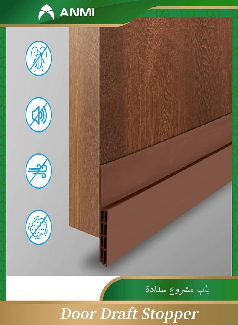Anmi Door Draught Strip, 120cm Cuttable Soundproof Door Seal, Sticky Door Seal, Suitable for Exterior and Interior Doors, Dustproof, Soundproof, Weatherproof Strip - Brown - Image 2