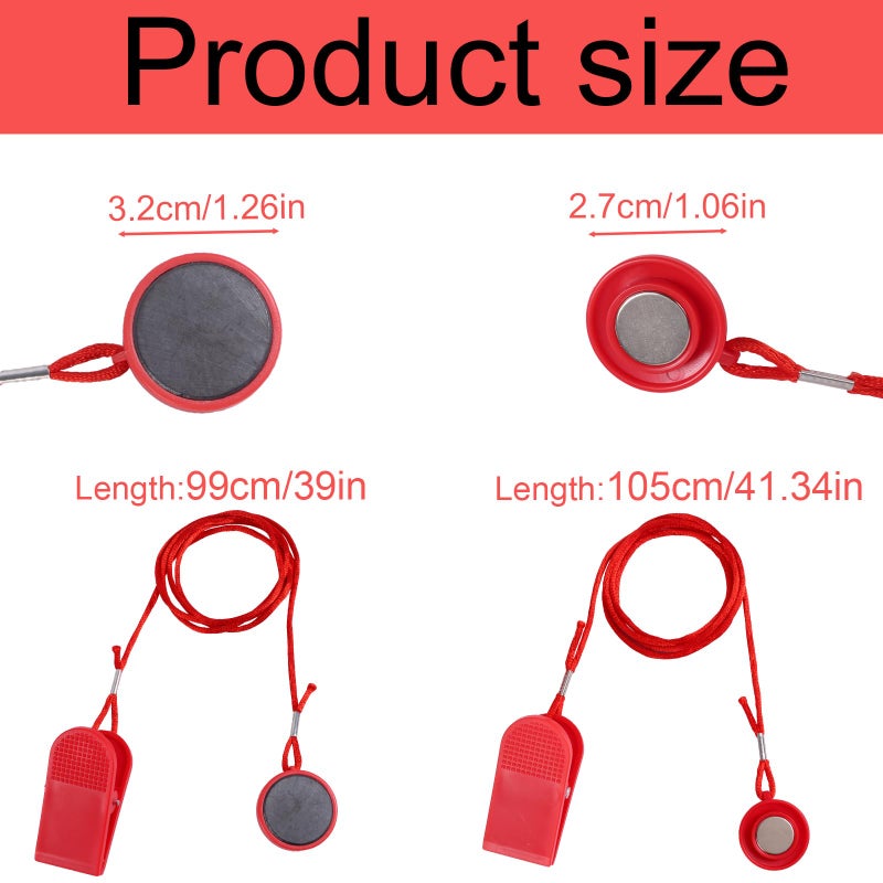 lasuroa 2pcs Universal Treadmill Magnet Safety Keys, 2 Styles Treadmill Magnetic Key Replacement Parts Round Magnetic Safety Switch Running Machine Emergency Stop Magnets Accessories - Image 2