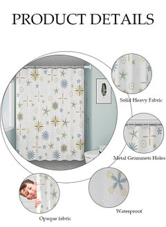 DUNISO Waterproof Fabric Shower Curtain With Adjustable Shower Curtain Rod And Hooks, Bathroom Decor Machine Washable Durable and Quick-Drying, 180*200 cm Blue Flowers Shower Curtain for Bathroom  - Image 3