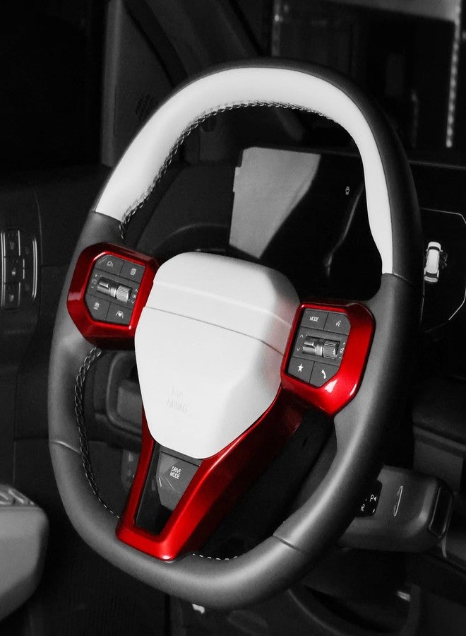 JUIVEEL ABS Car Steering Wheel Frame Cover Steering Wheel Button Panel Protection Frame Molding Trim Compatible with Kia K4 GT GT-Line 2025 Accessories (Glossy Red Style) - Image 3