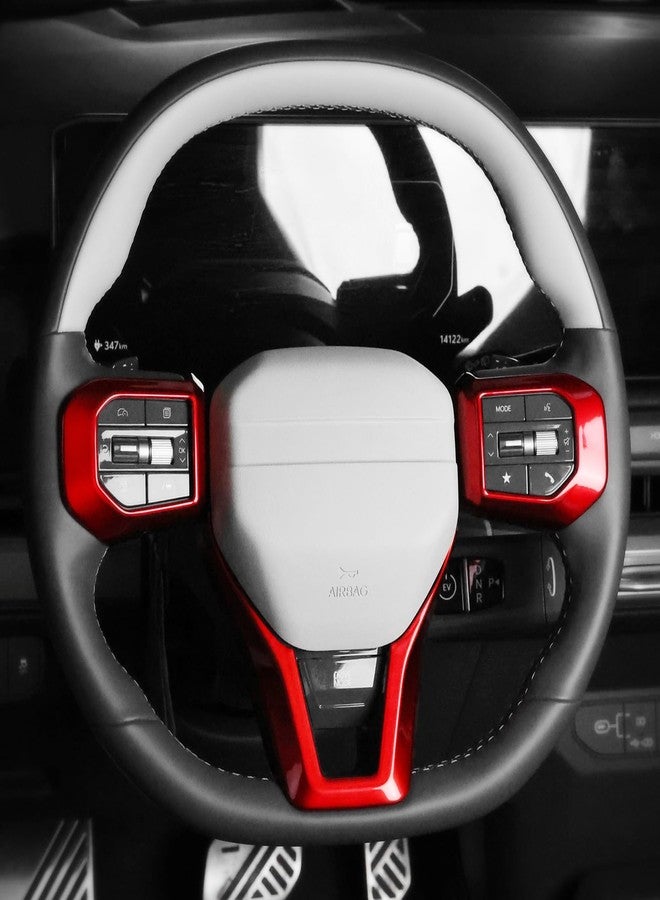 JUIVEEL ABS Car Steering Wheel Frame Cover Steering Wheel Button Panel Protection Frame Molding Trim Compatible with Kia K4 GT GT-Line 2025 Accessories (Glossy Red Style) - Image 1