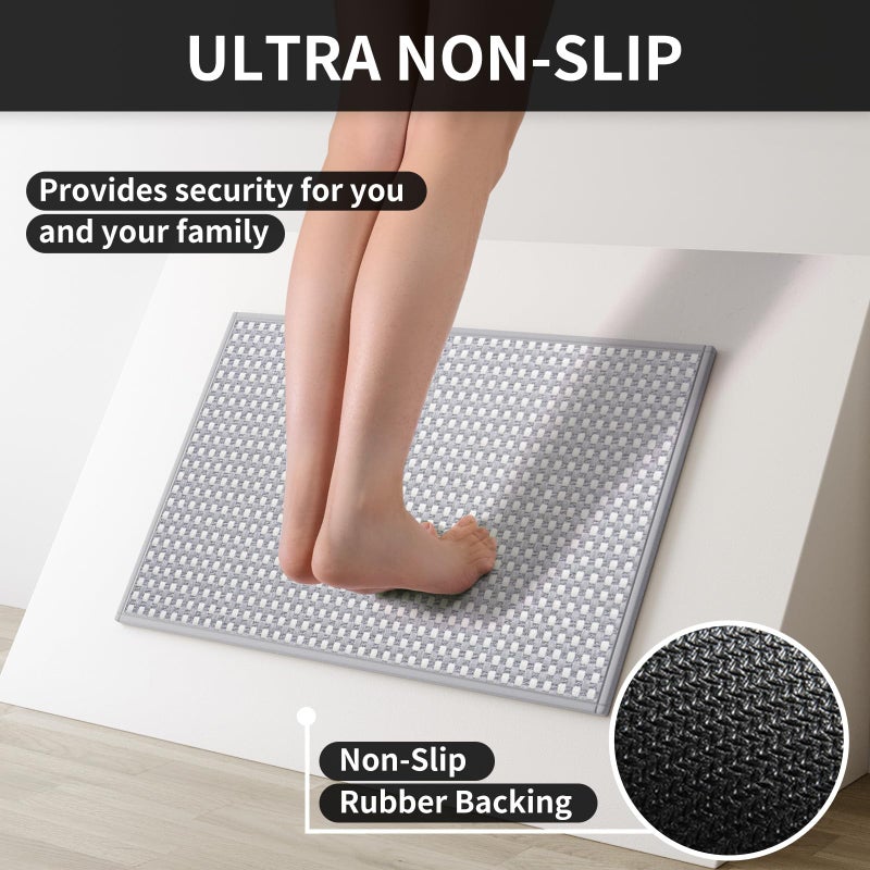 YDKGL Kitchen Rugs Mat Non Slip Washable, Super Absorbent Kitchen Mats for Floor, Rubber Backing Soft Braided Standing Floor Mats Sink Mat Runner Rug, Easy to Clean and Maintain, Gray 17"x30" - Image 4