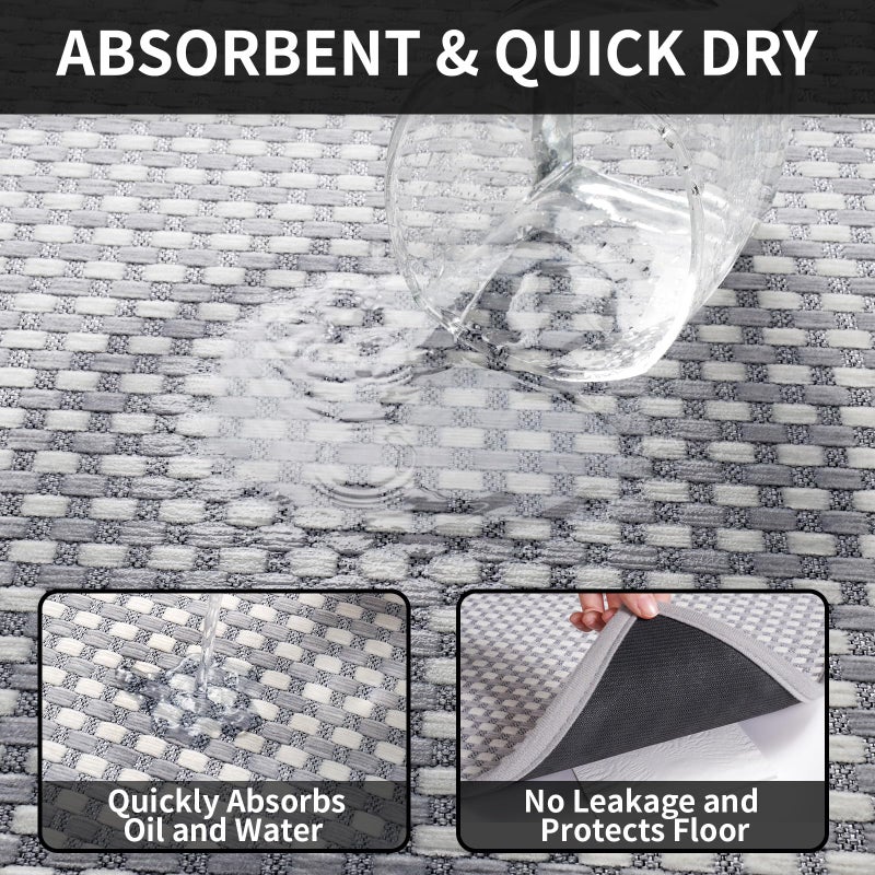 YDKGL Kitchen Rugs Mat Non Slip Washable, Super Absorbent Kitchen Mats for Floor, Rubber Backing Soft Braided Standing Floor Mats Sink Mat Runner Rug, Easy to Clean and Maintain, Gray 17"x30" - Image 5