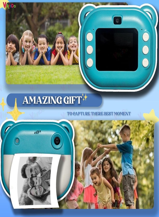 VikriDA Instant Print Camera for Kids | Digital Camera with 1080P Videos, Portable Instant Camera Printer Toy - Multicolor - Image 3