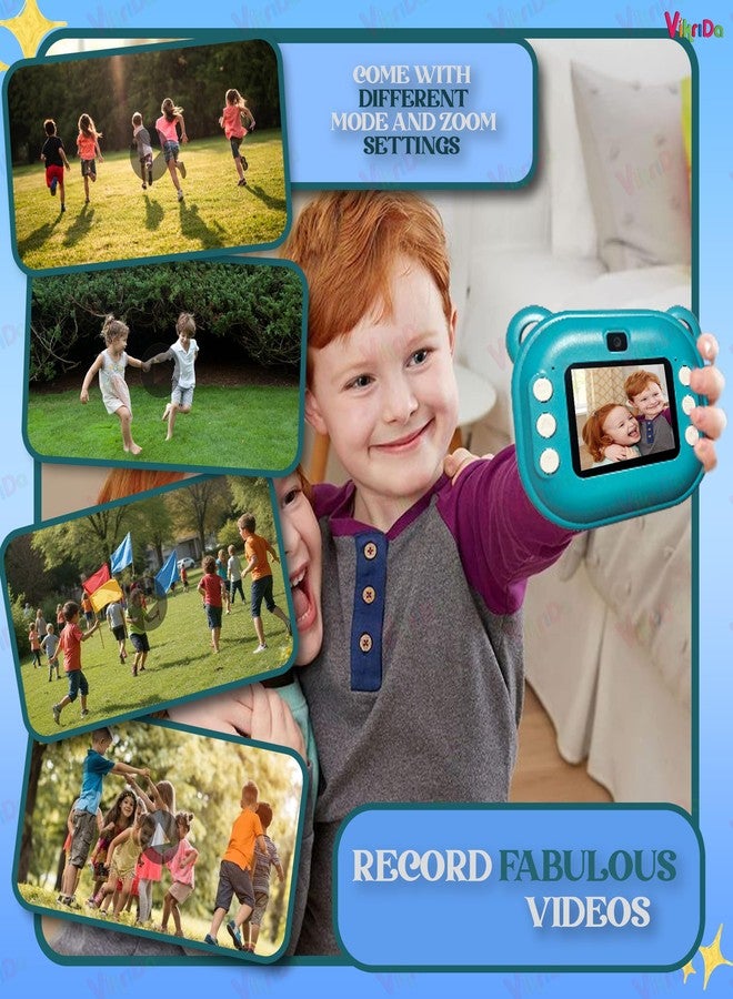 VikriDA Instant Print Camera for Kids | Digital Camera with 1080P Videos, Portable Instant Camera Printer Toy - Multicolor - Image 4