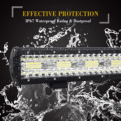SKYWORLD 23 inch 480W 8D Driving LED Light Bar with 12V Wiring Harness Cable Kit, 2pcs Strong Magnetic Bracket Mount Holder for Car Off road Truck SUV ATV 4x4, Fog Lights 6000K White - Image 4