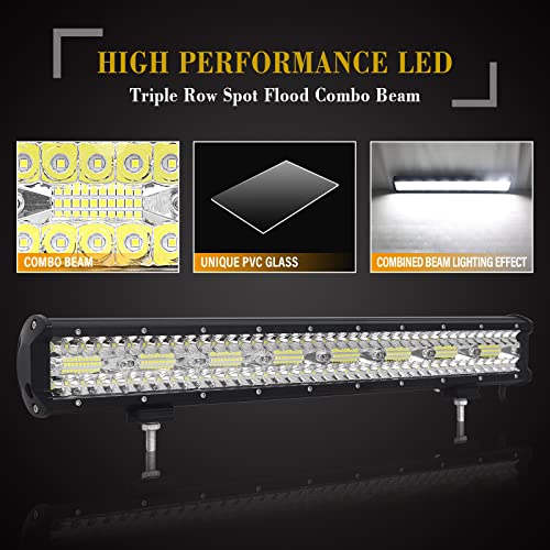 SKYWORLD 23 inch 480W 8D Driving LED Light Bar with 12V Wiring Harness Cable Kit, 2pcs Strong Magnetic Bracket Mount Holder for Car Off road Truck SUV ATV 4x4, Fog Lights 6000K White - Image 3