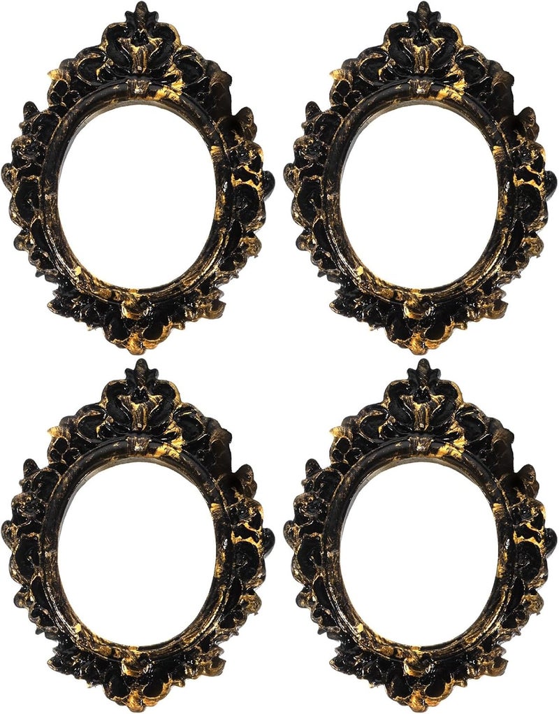 VICASKY 4pcs Vintage Miniature Small Picture Frames Resin Ornament for Wall and Tabletop Display DIY Photo Decoration - Image 1